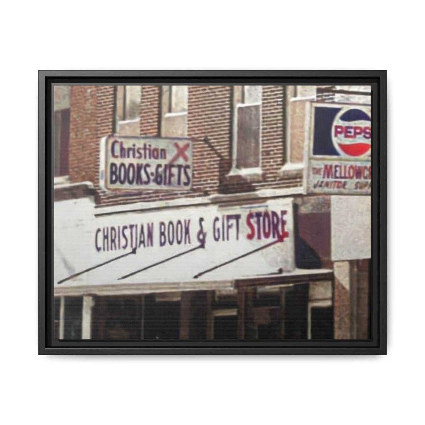 Christian Gift and Book Store Vintage Framed Canvas Art - Christian Book & Gift Store