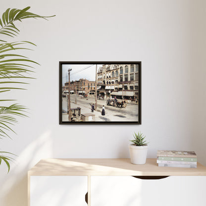 Marvin Block Findlay O. Vintage Street Scene Framed Matte Canvas - Urban Nostalgia Artwork