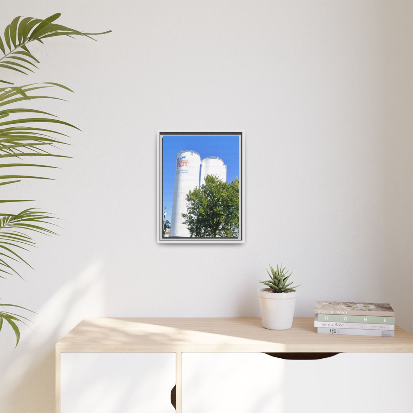 Pioneer Sugar Framed Matte Canvas Print - Vintage Farm Silos Art