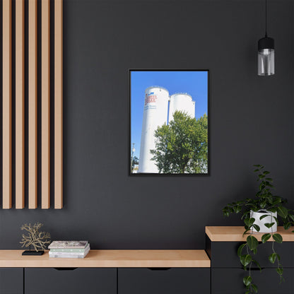 Pioneer Sugar Framed Matte Canvas Print - Vintage Farm Silos Art