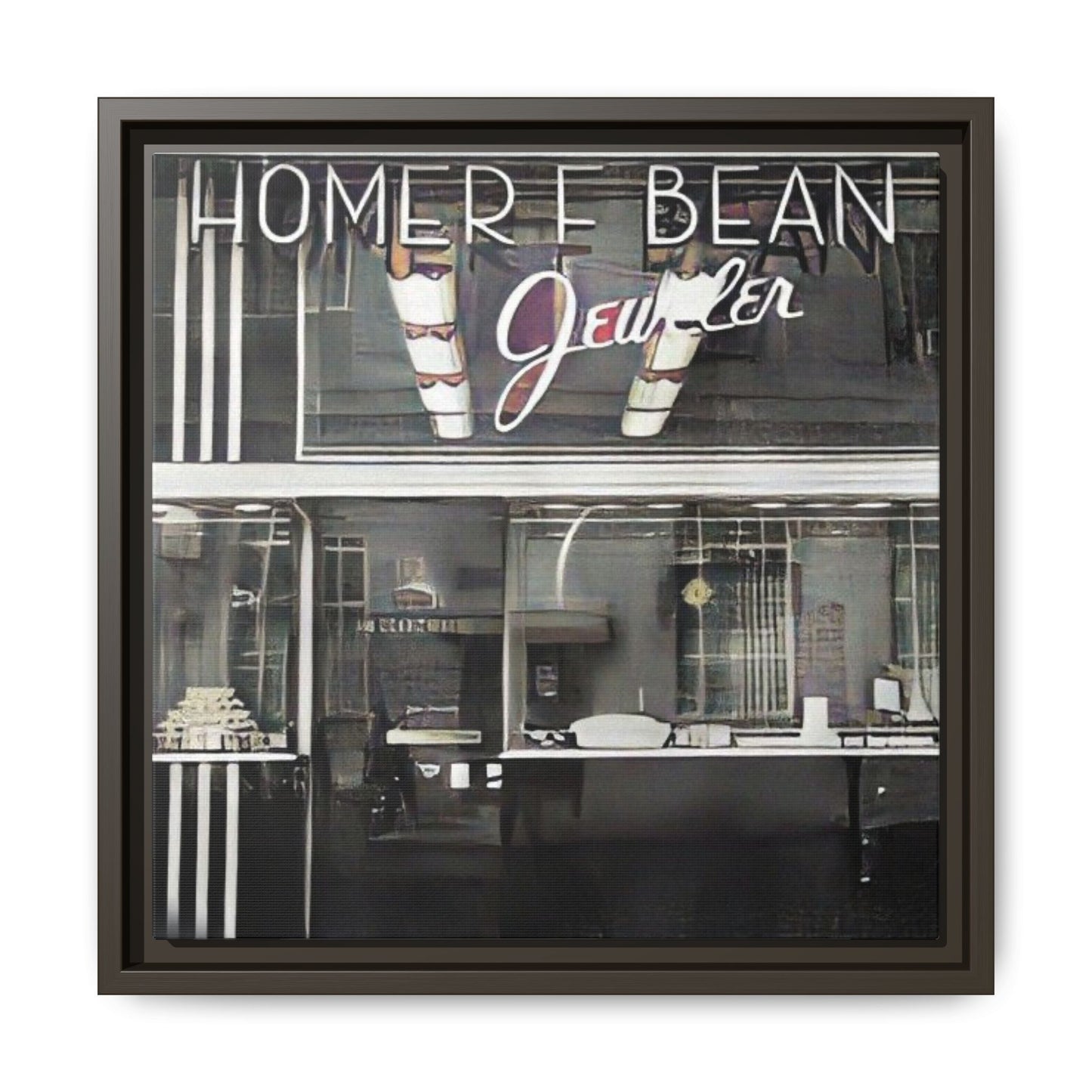 Homer F Bean Vintage Framed Matte Canvas - Home of Bean Jeweler Wall Art