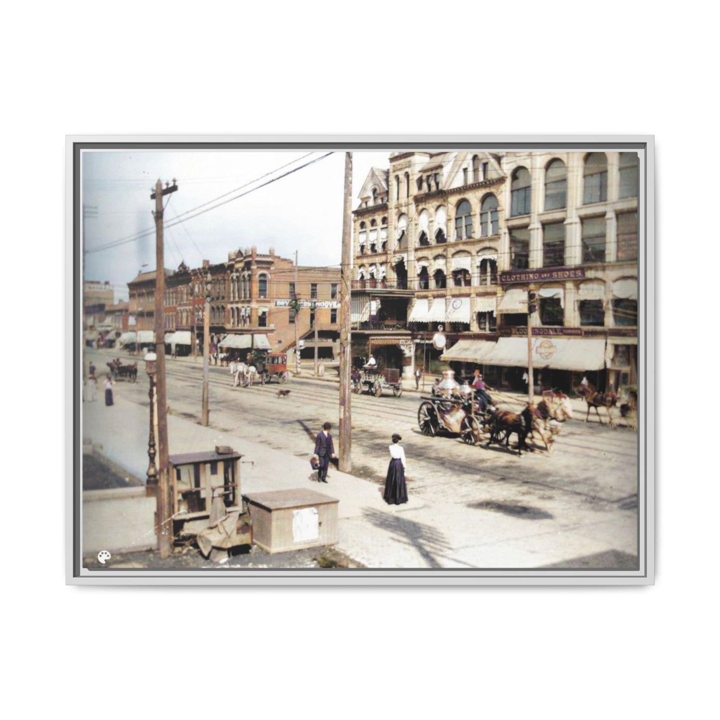 Marvin Block Findlay O. Vintage Street Scene Framed Matte Canvas - Urban Nostalgia Artwork