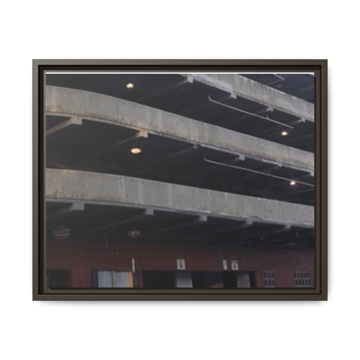 Downtown Findlay Parking Garage Urban Vibes Framed Canvas Art | Modern Wall Decor