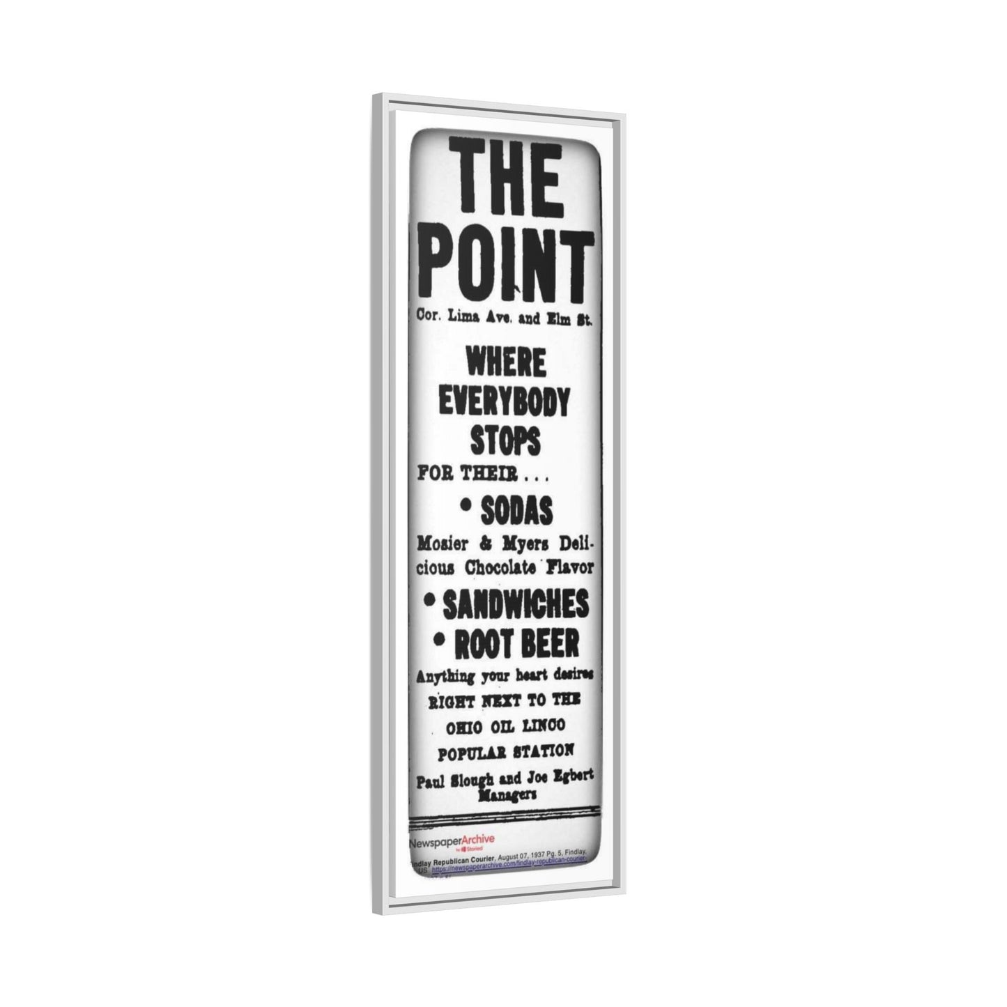 The Point Where Everybody Stops Vintage Style Framed Canvas Art - 'The Point' Soda Shop Sign