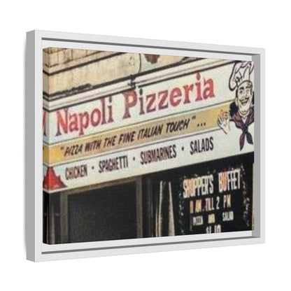 Napoli Pizzeria Retro Framed Canvas Print - Classic Italian Restaurant Decor