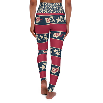 Ohio Red White and Blue High Waisted Yoga Leggings (AOP)