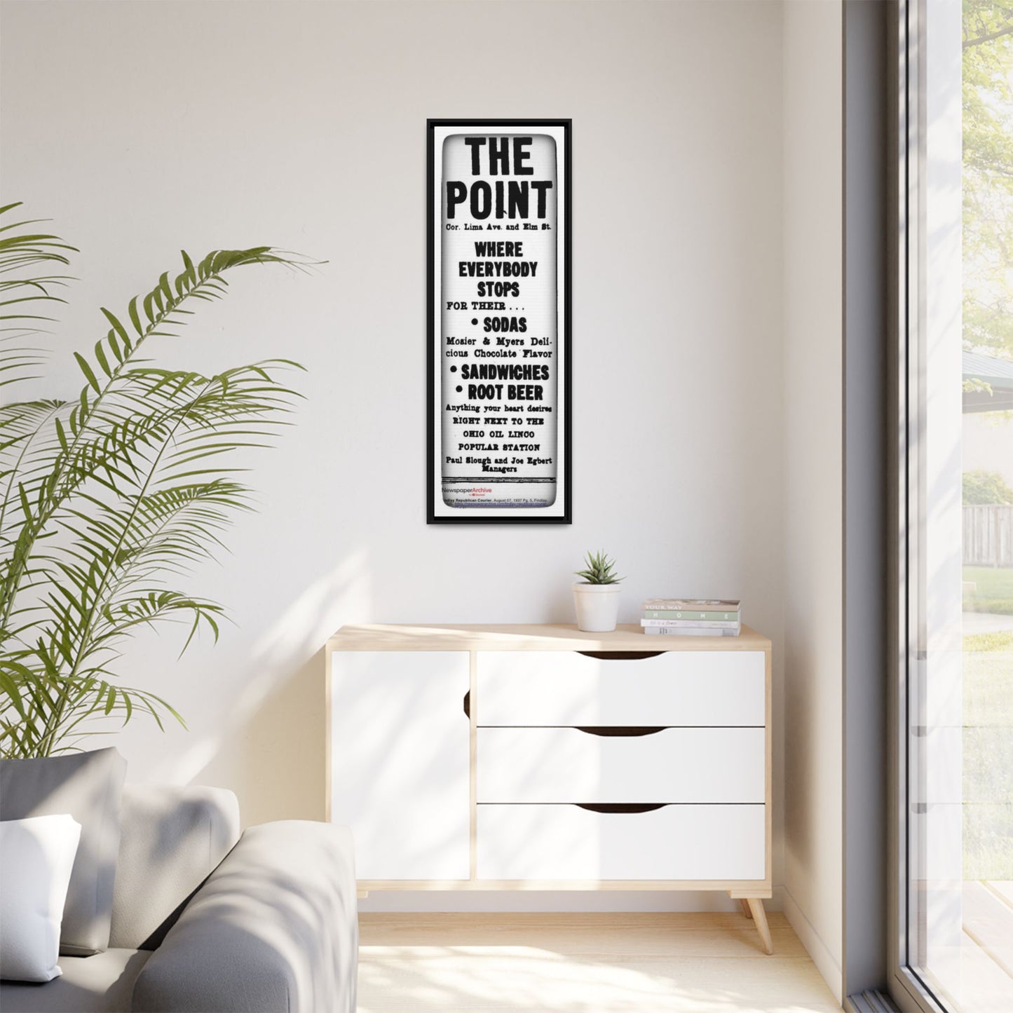 The Point Where Everybody Stops Vintage Style Framed Canvas Art - 'The Point' Soda Shop Sign