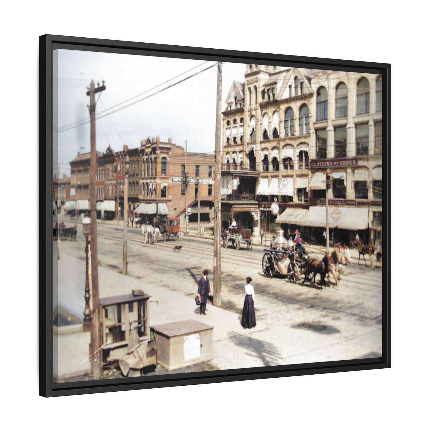 Marvin Block Findlay O. Vintage Street Scene Framed Matte Canvas - Urban Nostalgia Artwork