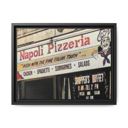 Napoli Pizzeria Retro Framed Canvas Print - Classic Italian Restaurant Decor