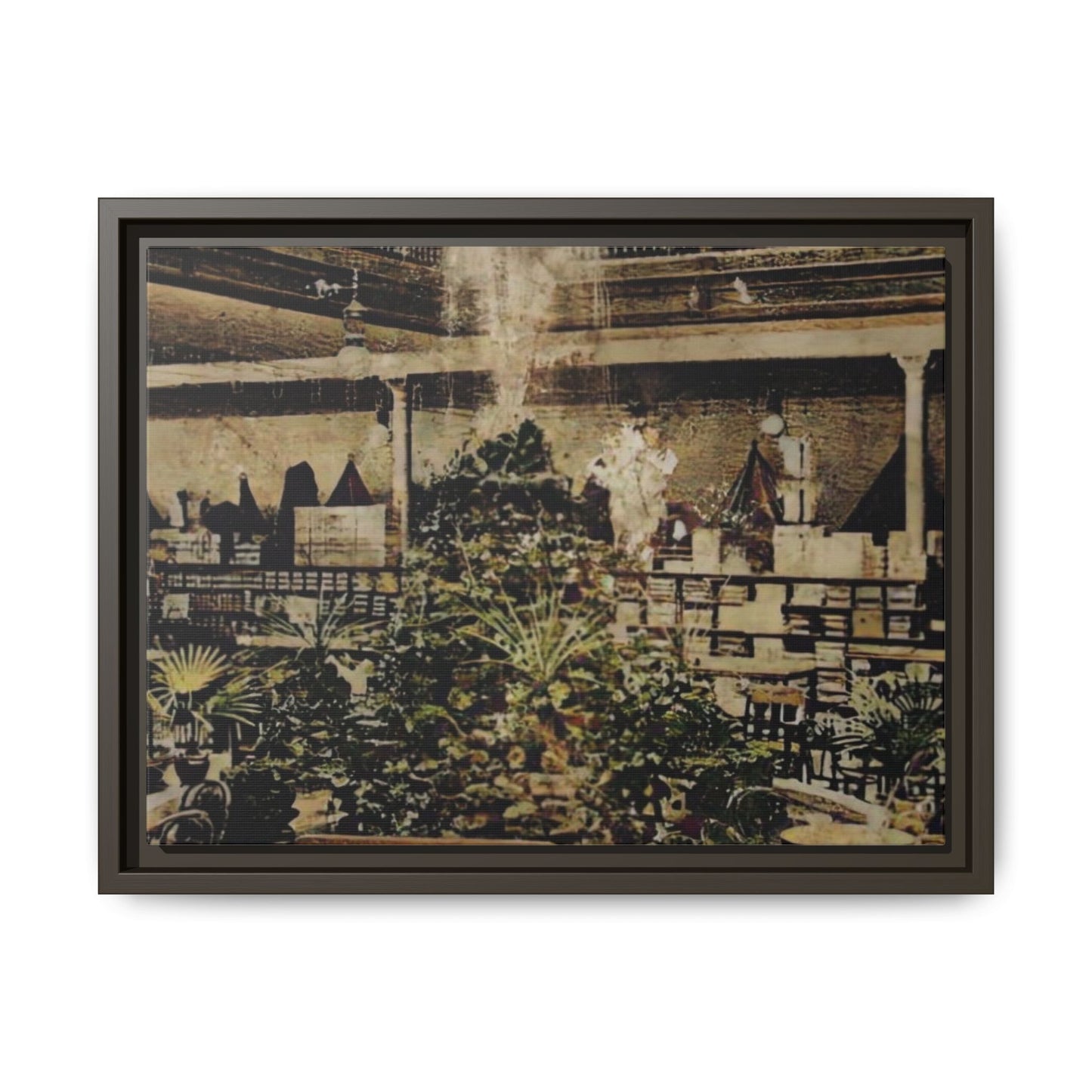 “Meet Me at the Fountain” C.F. Jackson’s Findlay, O. Vintage Matte Canvas Wall Art - Framed Historic Ohio Scene