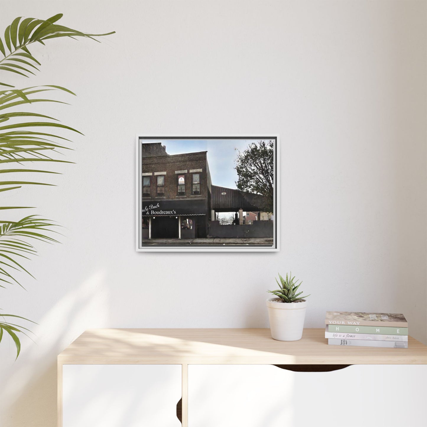 Uncle Buck & Boudreaux’s Framed Matte Canvas Art - Uncle Buck & Boudreaux's Street Scene Decor