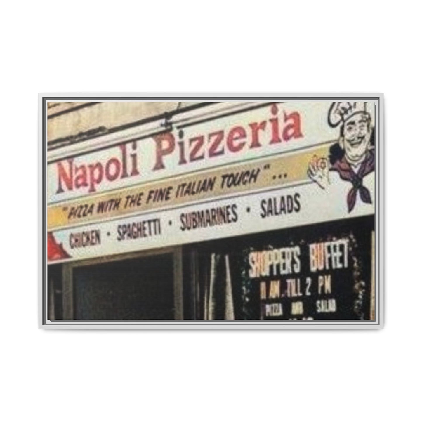 Napoli Pizzeria Retro Framed Canvas Print - Classic Italian Restaurant Decor