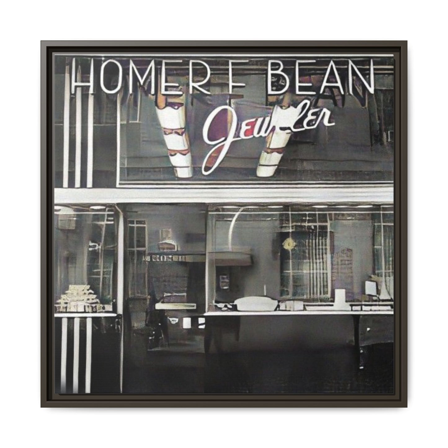 Homer F Bean Vintage Framed Matte Canvas - Home of Bean Jeweler Wall Art