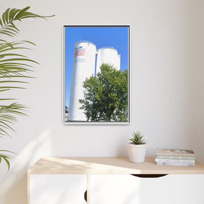 Pioneer Sugar Framed Matte Canvas Print - Vintage Farm Silos Art