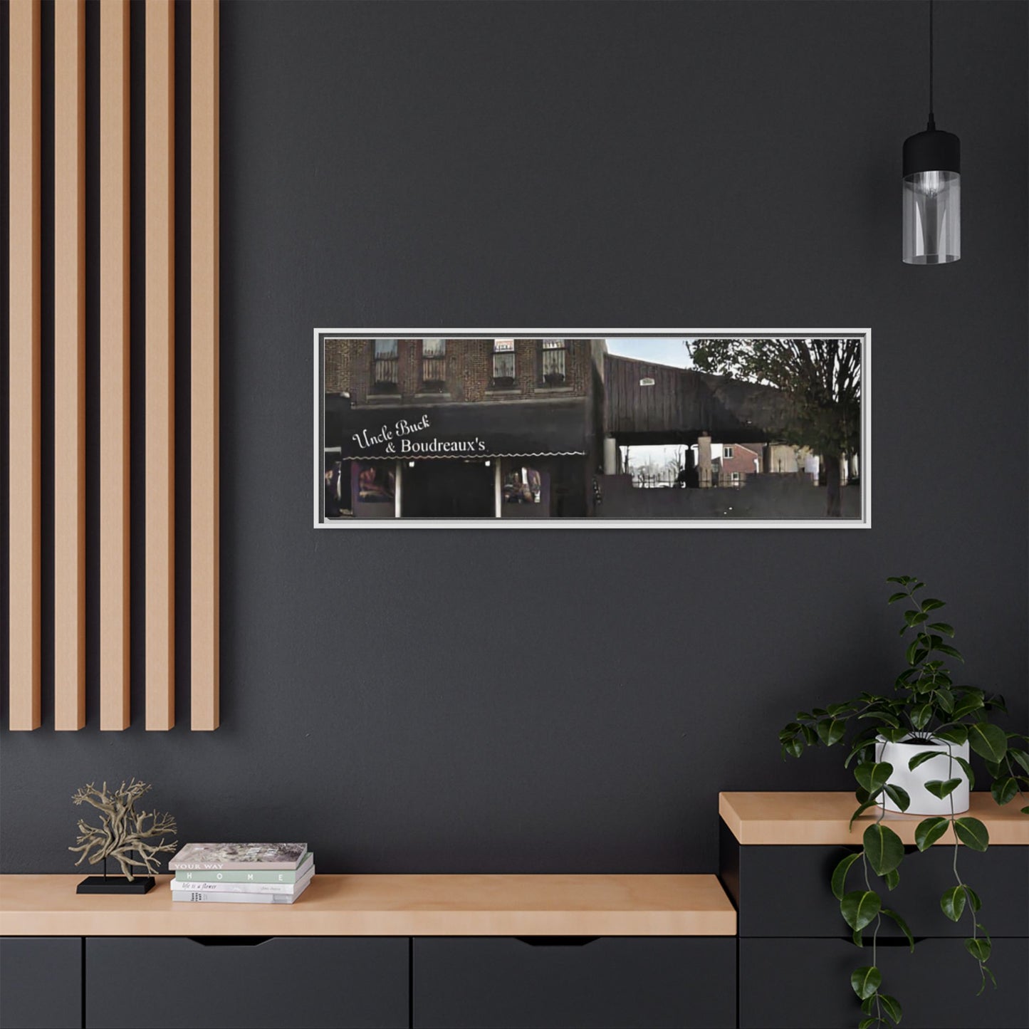 Uncle Buck & Boudreaux’s Framed Matte Canvas Art - Uncle Buck & Boudreaux's Street Scene Decor