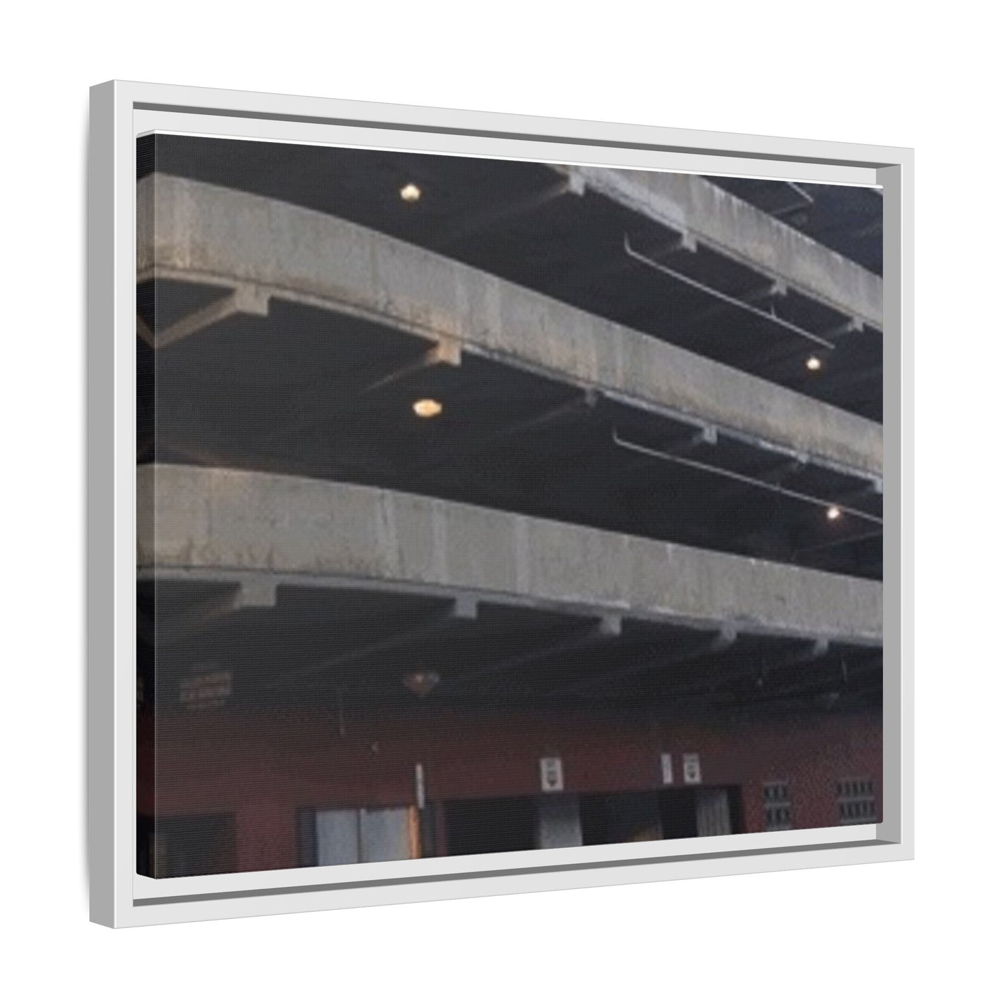 Downtown Findlay Parking Garage Urban Vibes Framed Canvas Art | Modern Wall Decor