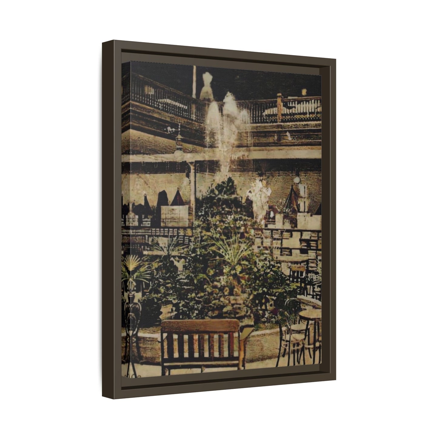 “Meet Me at the Fountain” C.F. Jackson’s Findlay, O. Vintage Matte Canvas Wall Art - Framed Historic Ohio Scene