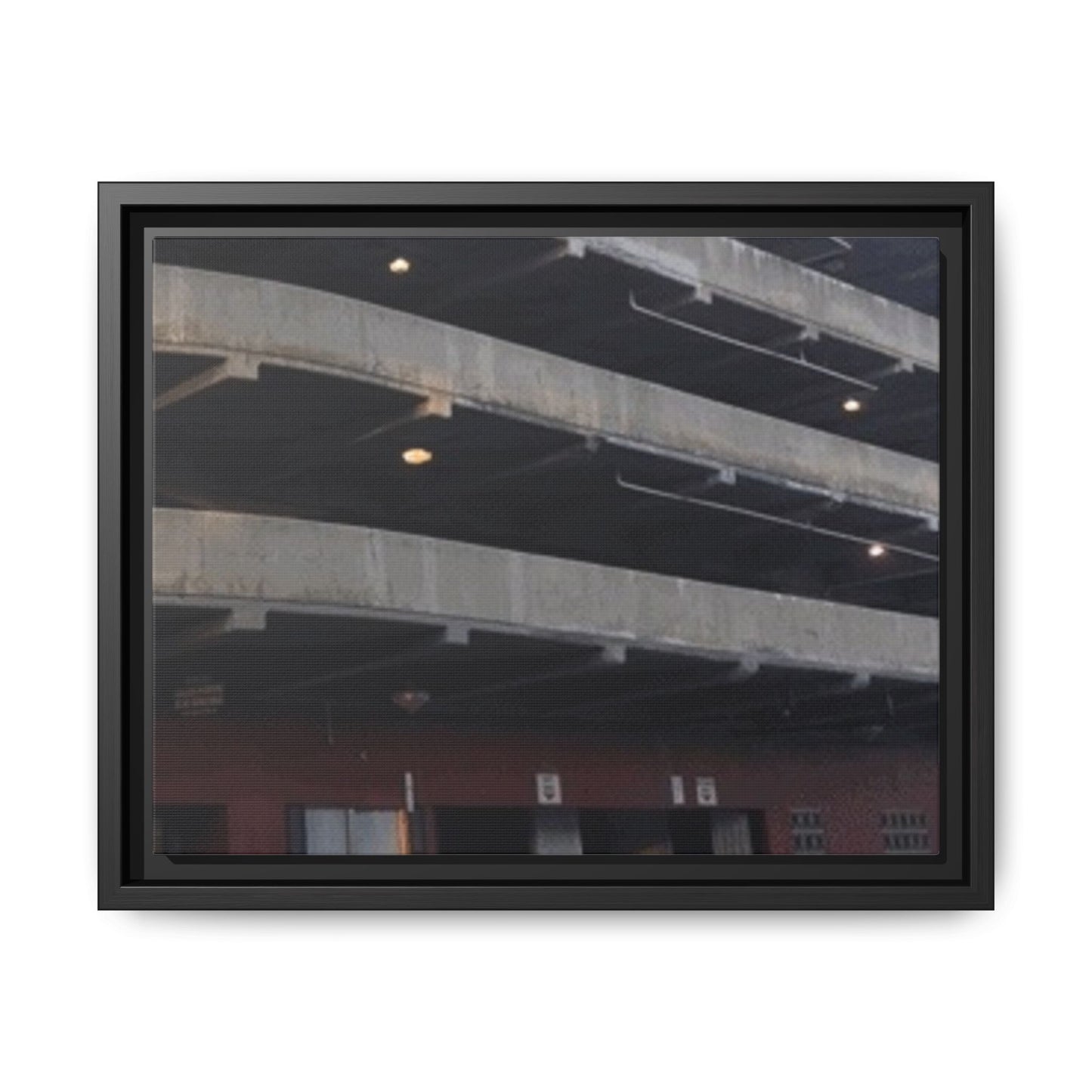 Downtown Findlay Parking Garage Urban Vibes Framed Canvas Art | Modern Wall Decor