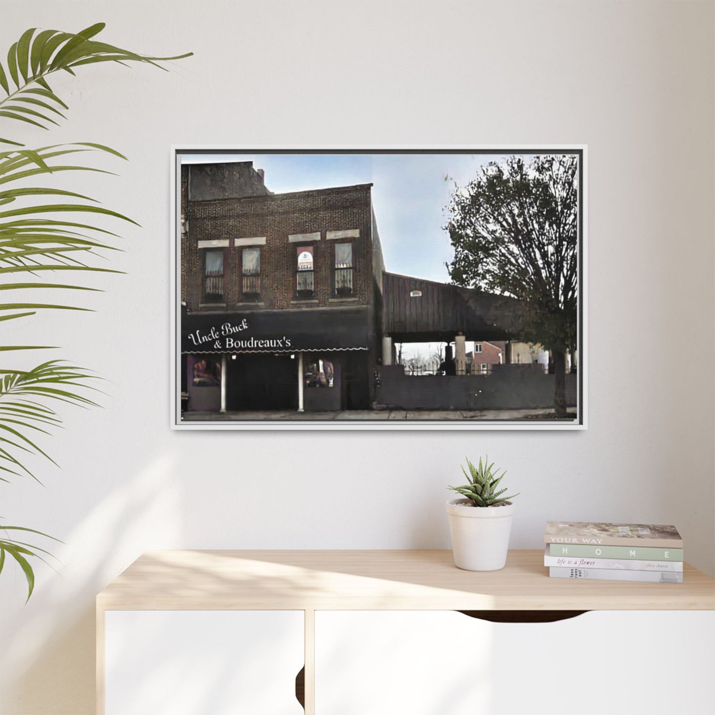 Uncle Buck & Boudreaux’s Framed Matte Canvas Art - Uncle Buck & Boudreaux's Street Scene Decor