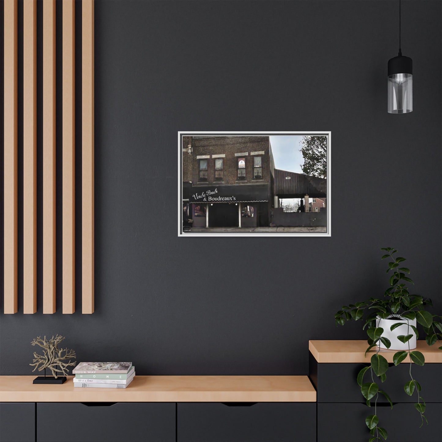 Uncle Buck & Boudreaux’s Framed Matte Canvas Art - Uncle Buck & Boudreaux's Street Scene Decor