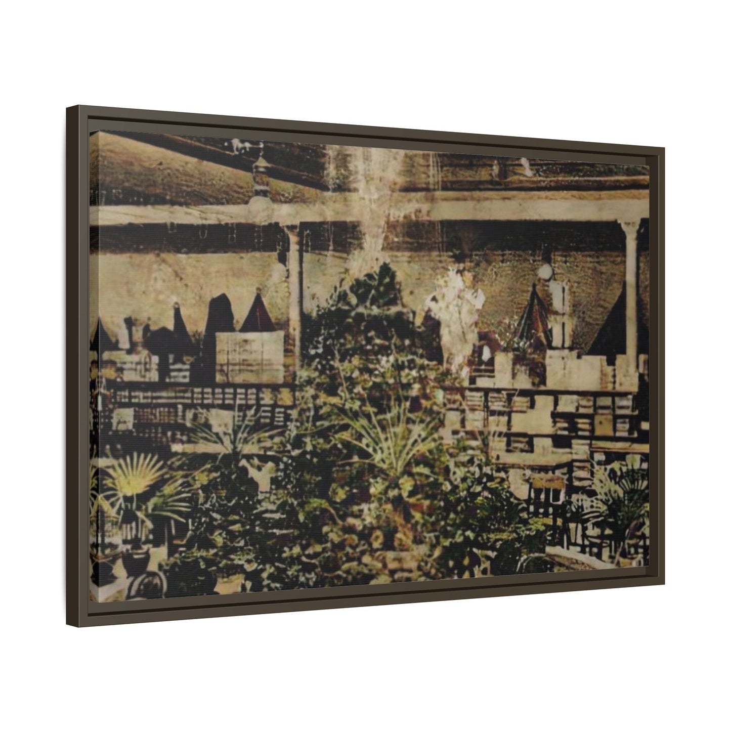 “Meet Me at the Fountain” C.F. Jackson’s Findlay, O. Vintage Matte Canvas Wall Art - Framed Historic Ohio Scene