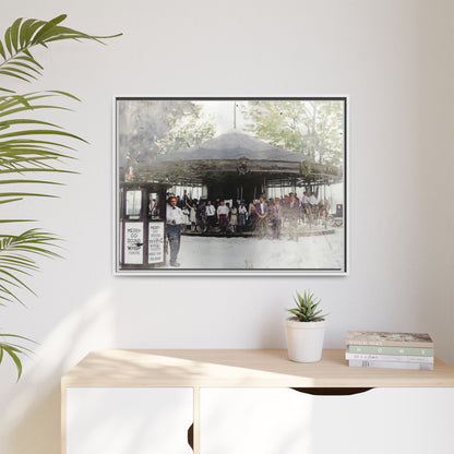 Vintage Carousel Wall Art - Matte Framed Canvas Print