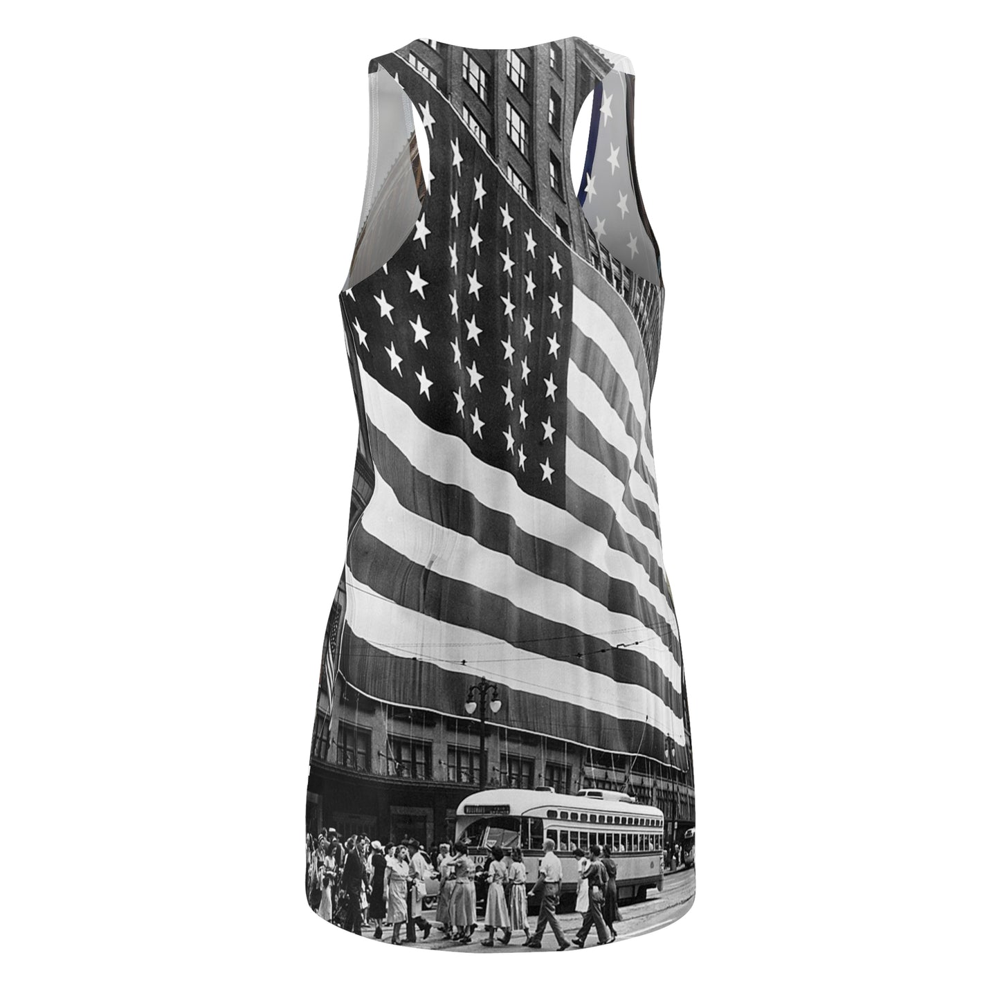 Detroit Hudsons American Flag Women's Cut & Sew Racerback Dress (AOP)