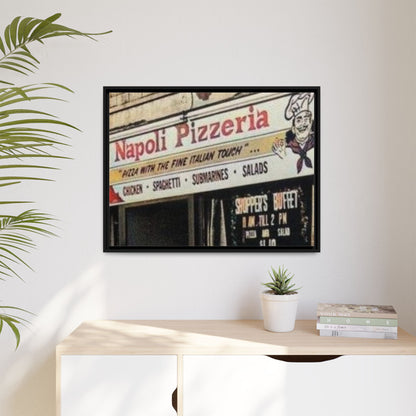 Napoli Pizzeria Retro Framed Canvas Print - Classic Italian Restaurant Decor