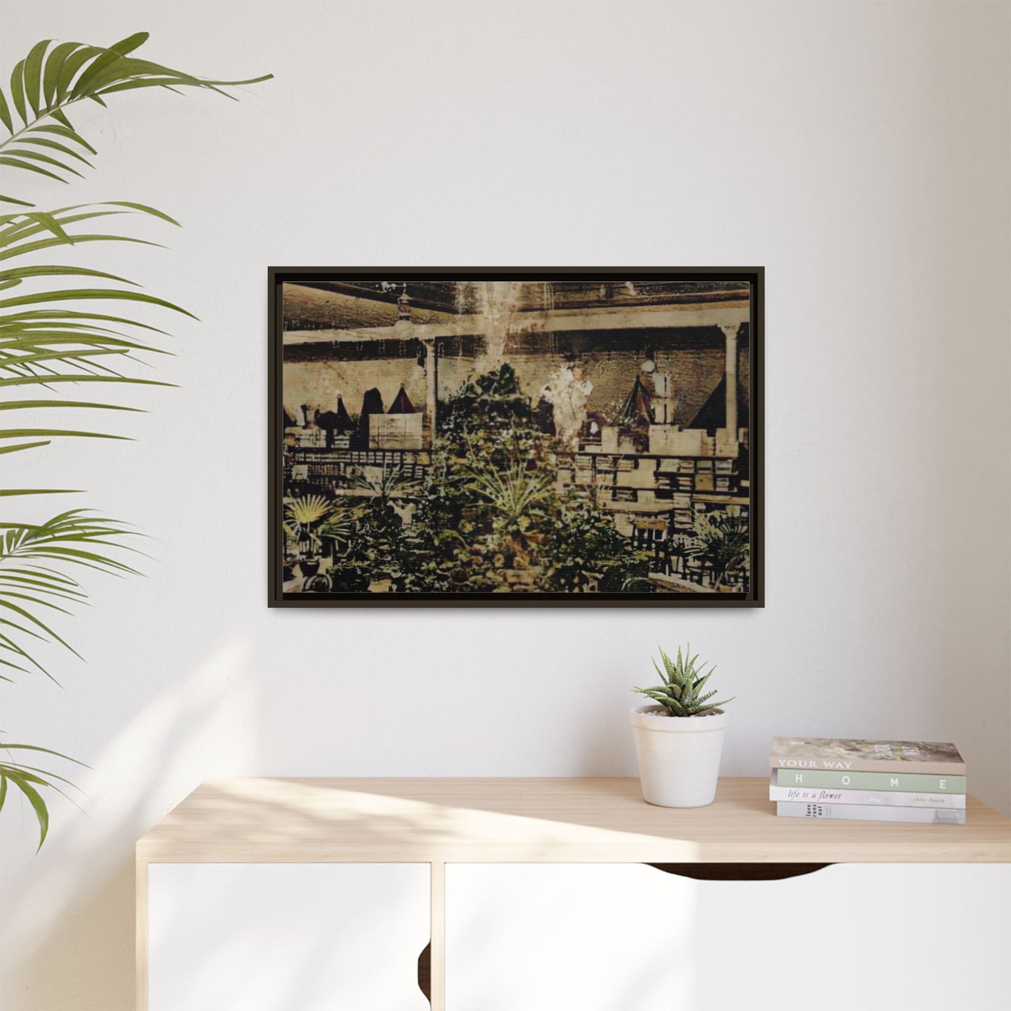 “Meet Me at the Fountain” C.F. Jackson’s Findlay, O. Vintage Matte Canvas Wall Art - Framed Historic Ohio Scene