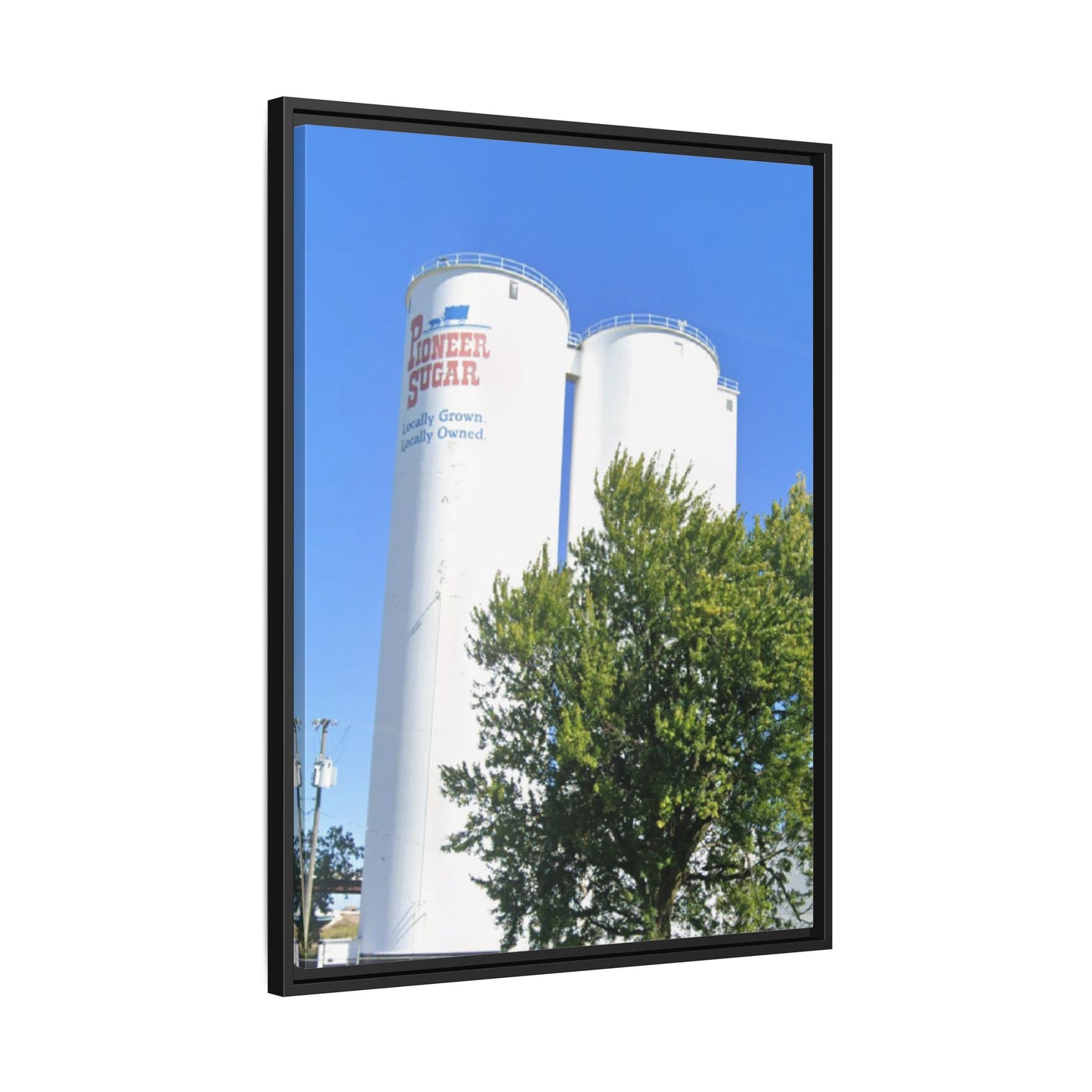 Pioneer Sugar Framed Matte Canvas Print - Vintage Farm Silos Art