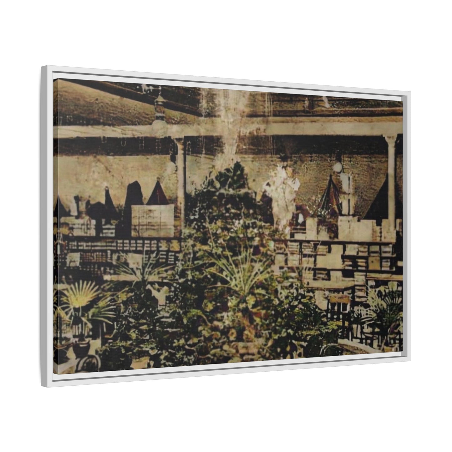 “Meet Me at the Fountain” C.F. Jackson’s Findlay, O. Vintage Matte Canvas Wall Art - Framed Historic Ohio Scene