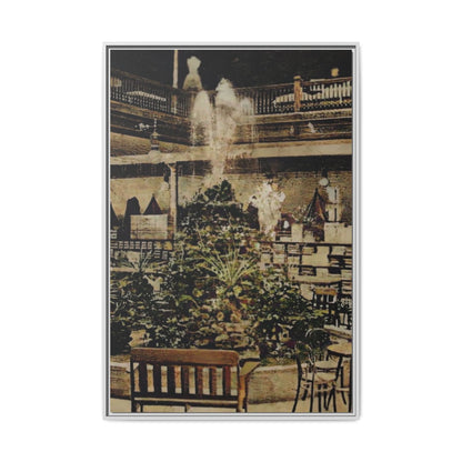 “Meet Me at the Fountain” C.F. Jackson’s Findlay, O. Vintage Matte Canvas Wall Art - Framed Historic Ohio Scene