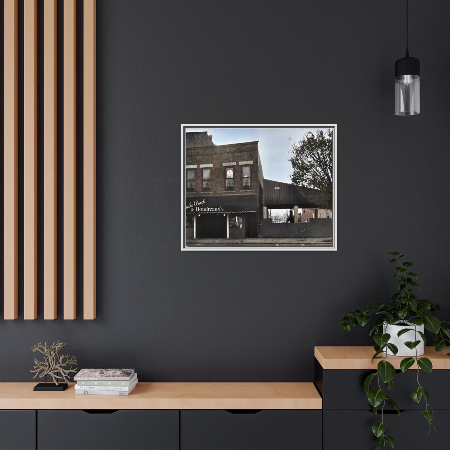 Uncle Buck & Boudreaux’s Framed Matte Canvas Art - Uncle Buck & Boudreaux's Street Scene Decor