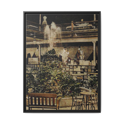 “Meet Me at the Fountain” C.F. Jackson’s Findlay, O. Vintage Matte Canvas Wall Art - Framed Historic Ohio Scene