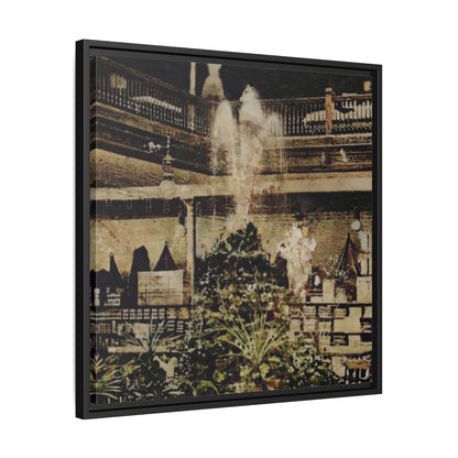 “Meet Me at the Fountain” C.F. Jackson’s Findlay, O. Vintage Matte Canvas Wall Art - Framed Historic Ohio Scene