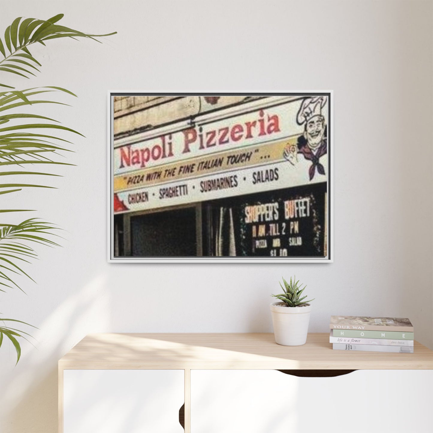 Napoli Pizzeria Retro Framed Canvas Print - Classic Italian Restaurant Decor