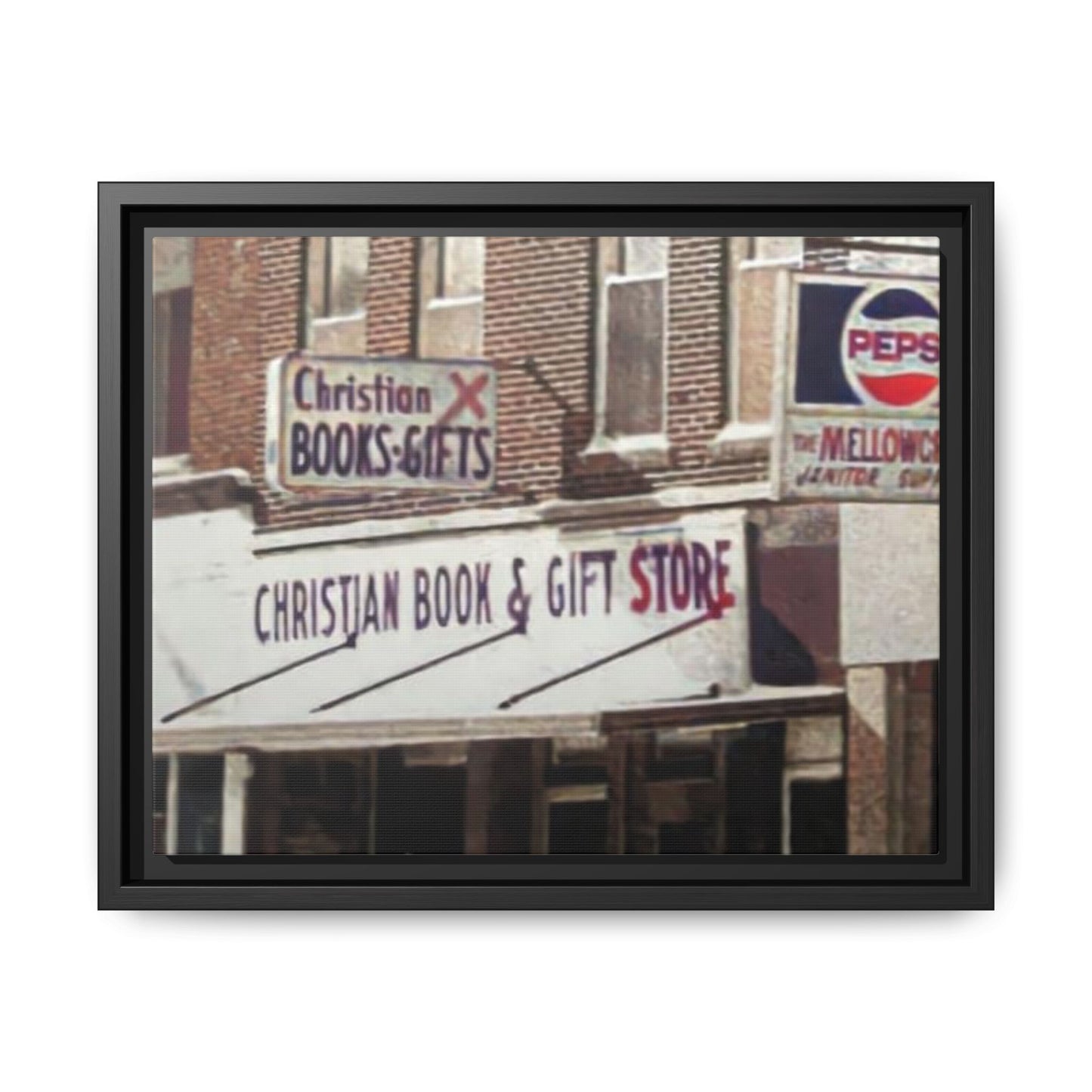 Christian Gift and Book Store Vintage Framed Canvas Art - Christian Book & Gift Store