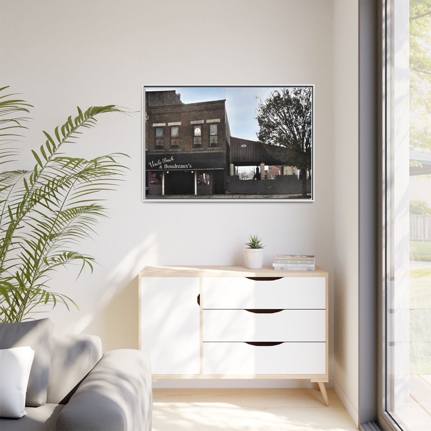 Uncle Buck & Boudreaux’s Framed Matte Canvas Art - Uncle Buck & Boudreaux's Street Scene Decor