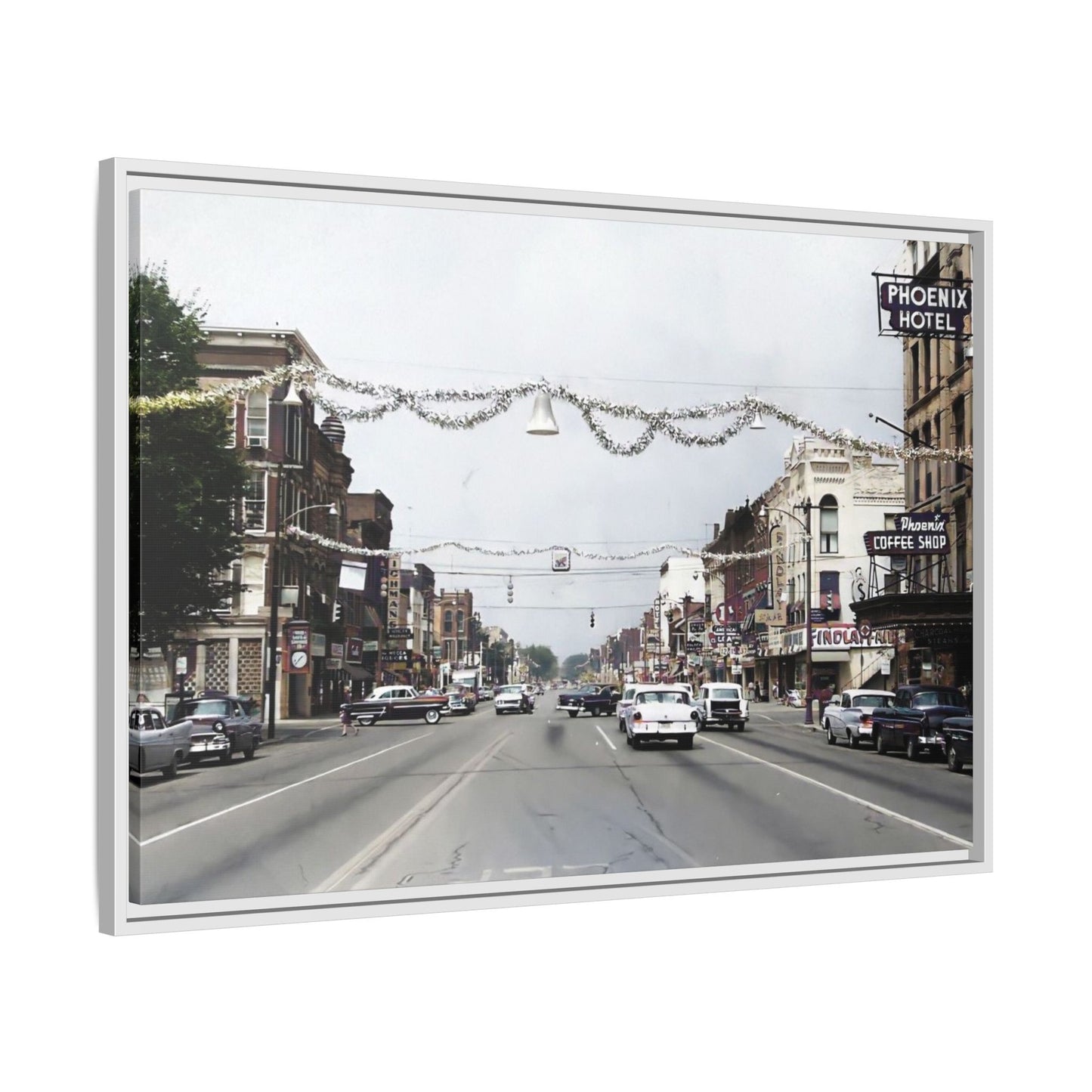 1960 200 BLOCK SOUTH MAIN [WEST] & [EAST] Findlay, O. — Vintage Matte Canvas Wall Art - Framed