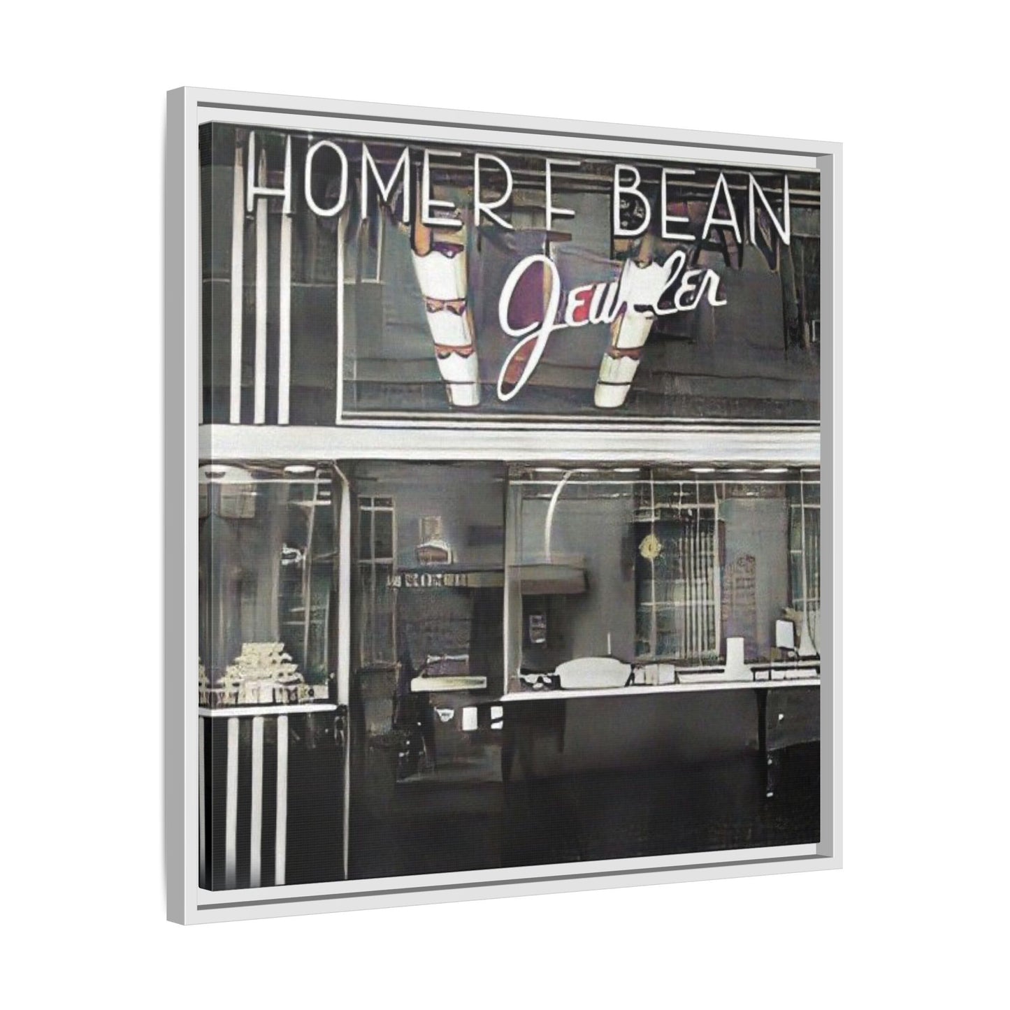 Homer F Bean Vintage Framed Matte Canvas - Home of Bean Jeweler Wall Art