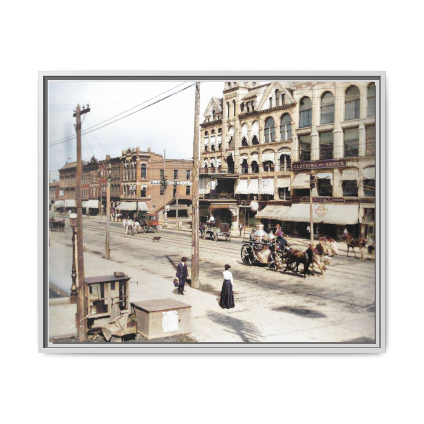 Marvin Block Findlay O. Vintage Street Scene Framed Matte Canvas - Urban Nostalgia Artwork