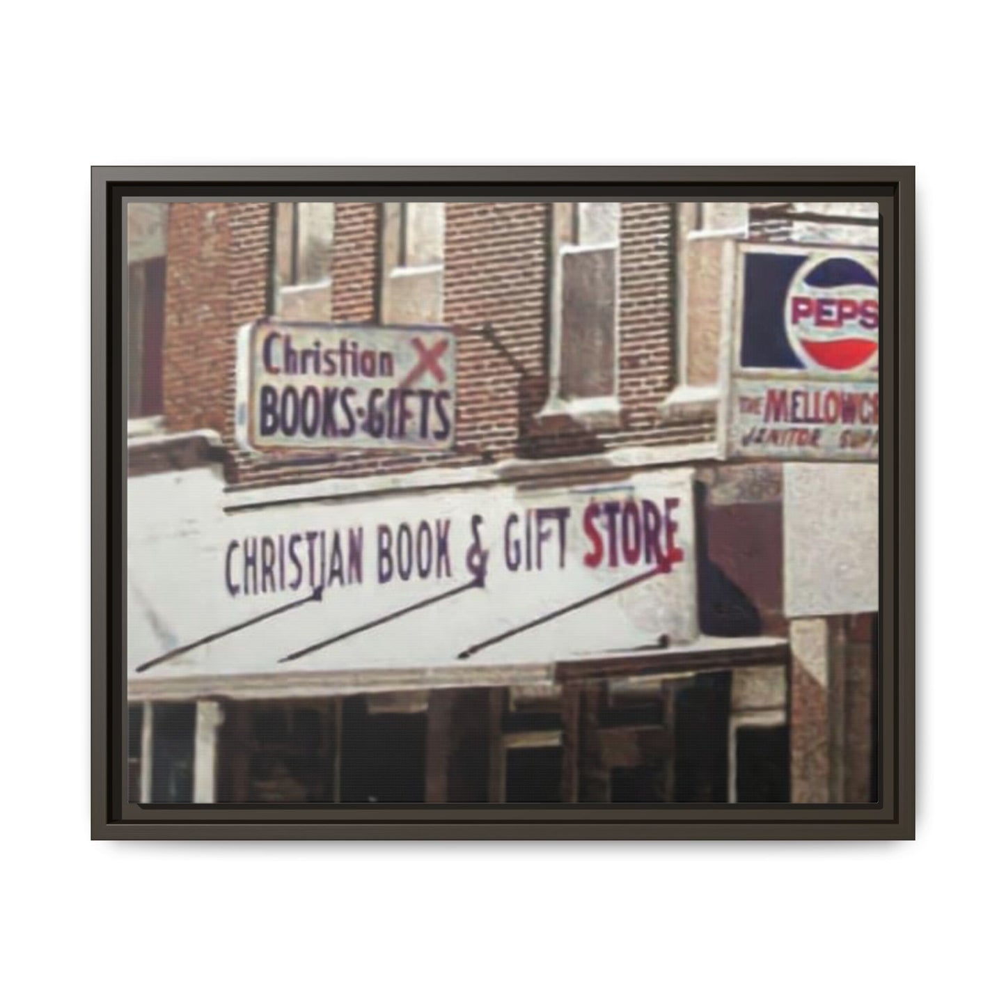 Christian Gift and Book Store Vintage Framed Canvas Art - Christian Book & Gift Store