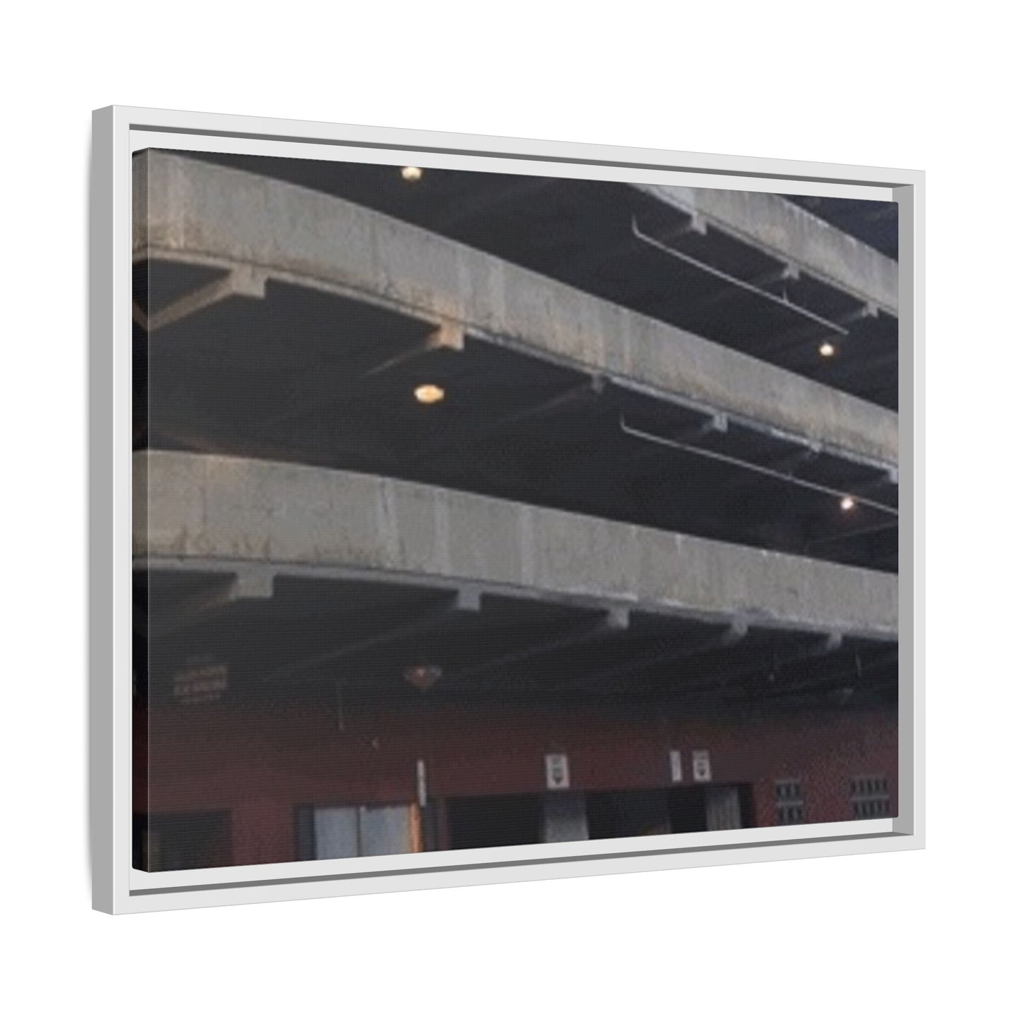 Downtown Findlay Parking Garage Urban Vibes Framed Canvas Art | Modern Wall Decor