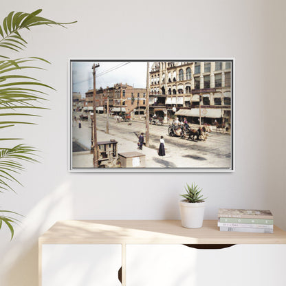 Marvin Block Findlay O. Vintage Street Scene Framed Matte Canvas - Urban Nostalgia Artwork