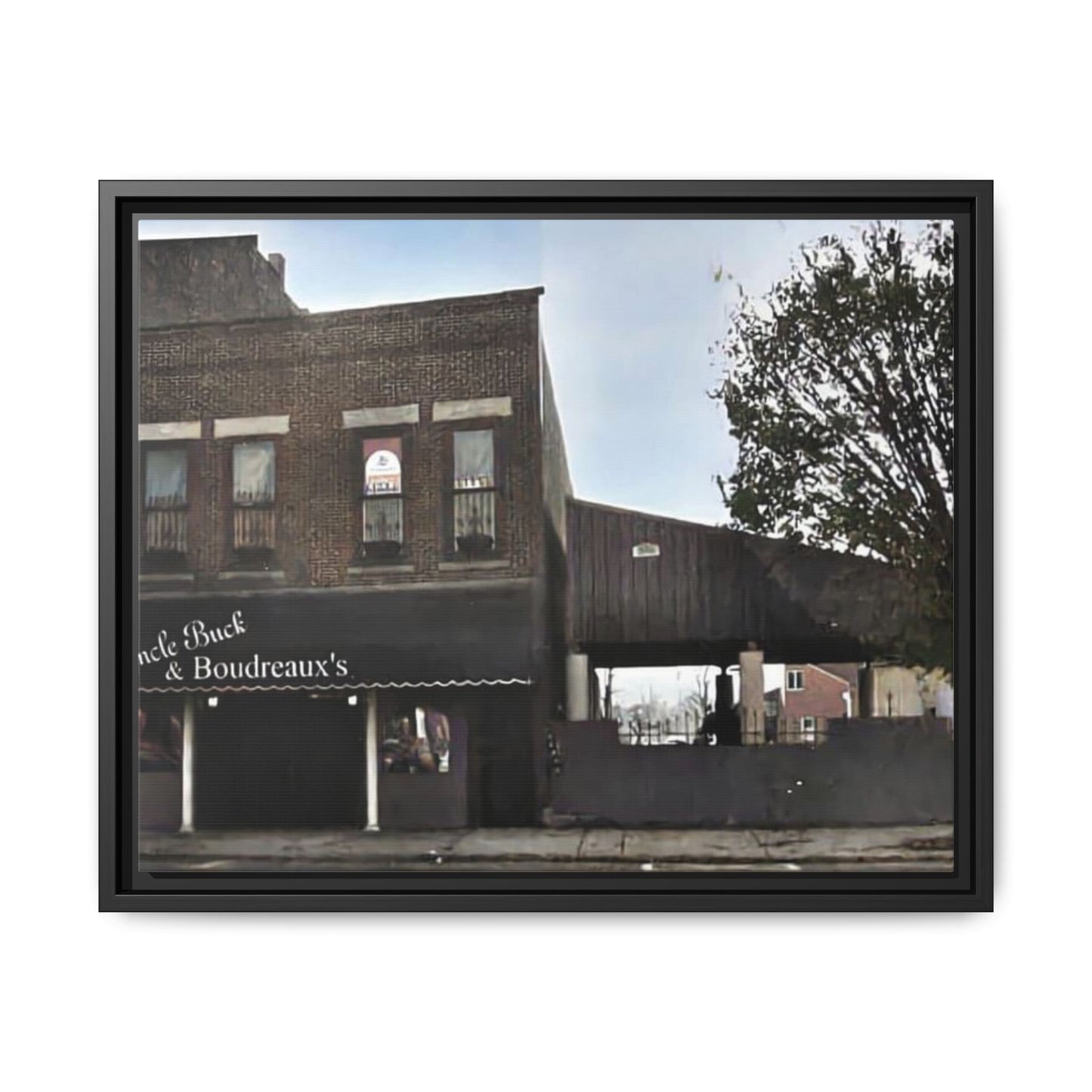 Uncle Buck & Boudreaux’s Framed Matte Canvas Art - Uncle Buck & Boudreaux's Street Scene Decor