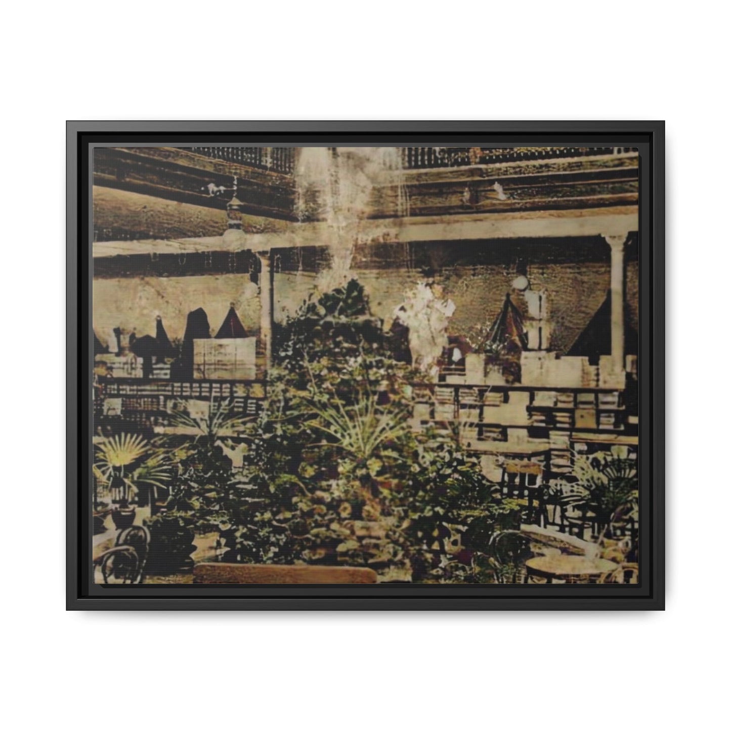 “Meet Me at the Fountain” C.F. Jackson’s Findlay, O. Vintage Matte Canvas Wall Art - Framed Historic Ohio Scene