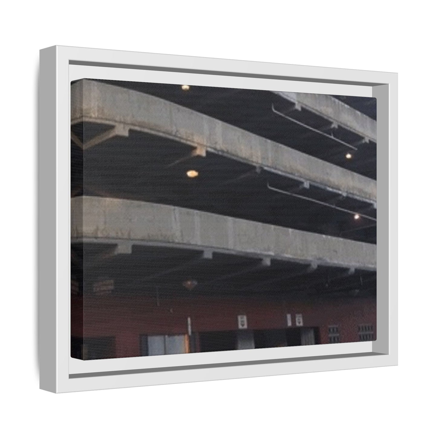 Downtown Findlay Parking Garage Urban Vibes Framed Canvas Art | Modern Wall Decor