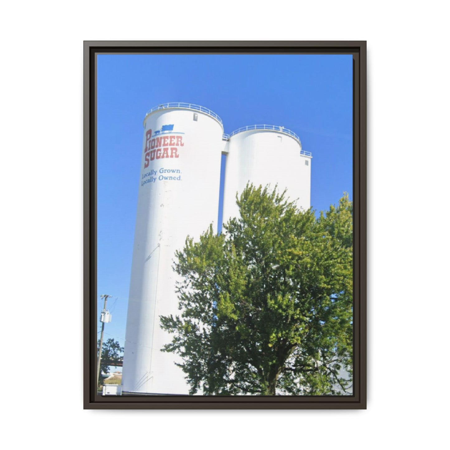 Pioneer Sugar Framed Matte Canvas Print - Vintage Farm Silos Art