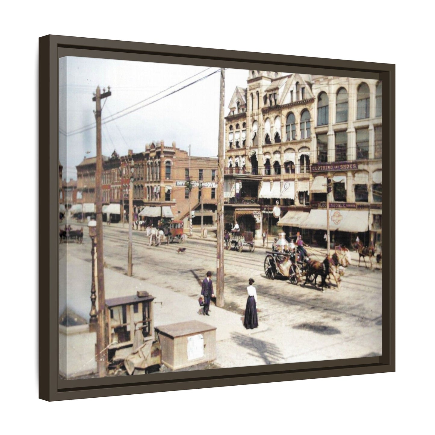 Marvin Block Findlay O. Vintage Street Scene Framed Matte Canvas - Urban Nostalgia Artwork