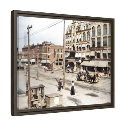 Marvin Block Findlay O. Vintage Street Scene Framed Matte Canvas - Urban Nostalgia Artwork